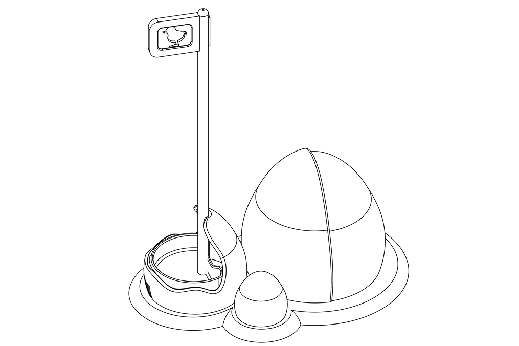 Isometric sketch of Ducky's home docking station